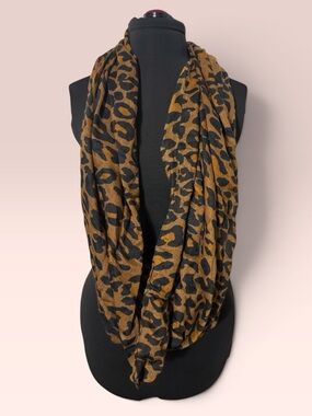 Leopard Print Infinity Scarf - Black and Brown